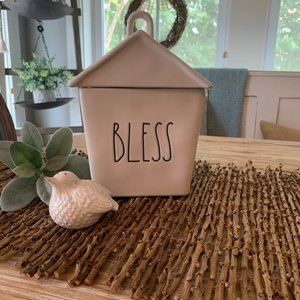 Rae Dunn "Bless" Farmhouse Cookie House Canister/Jar